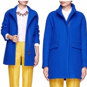 J Crew Stadium Cloth Cocoon Coat in blue, sz 0